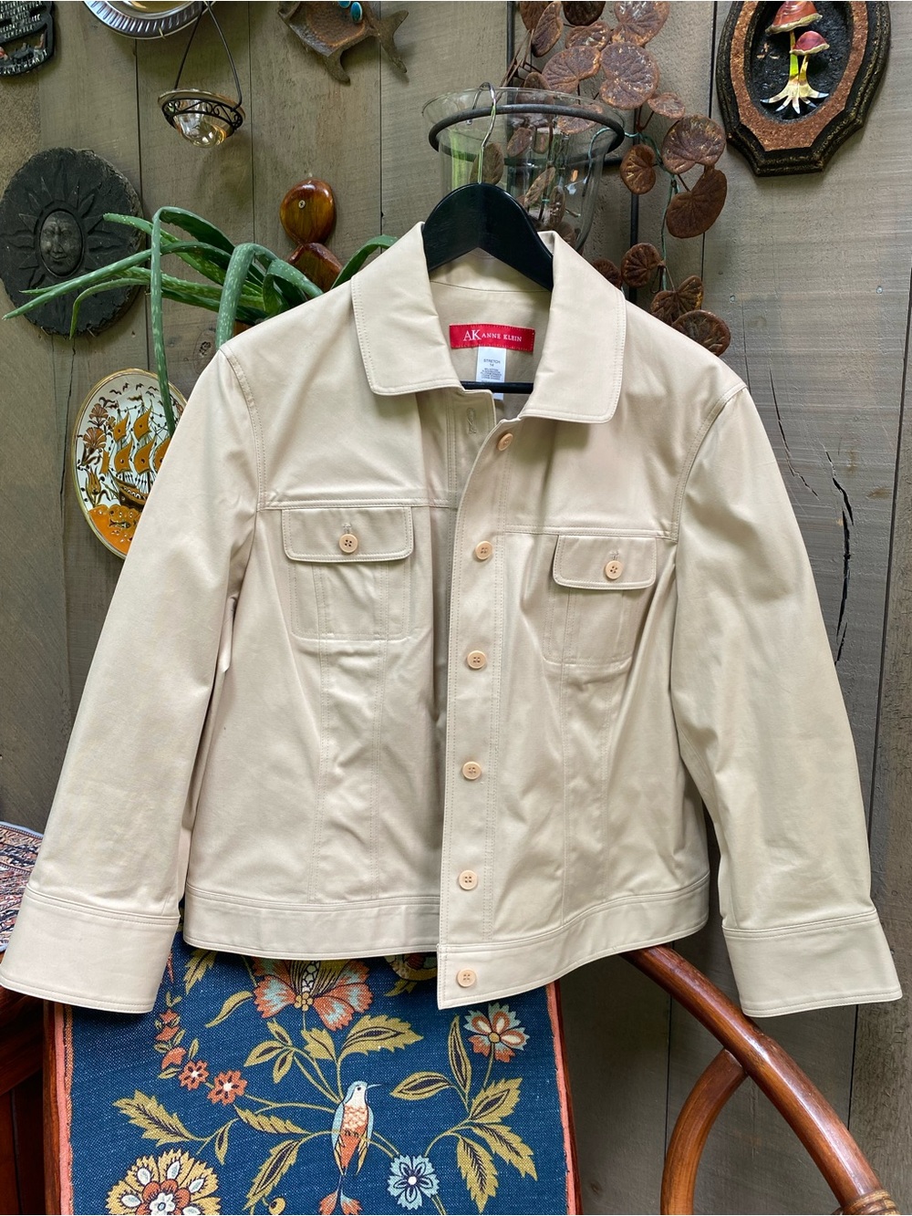 Anne Klein Cream Cotton Button-Front Jacket